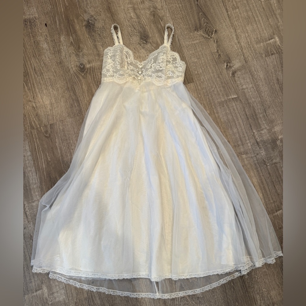 Warner's Ivory Lace Trim Slip Dress